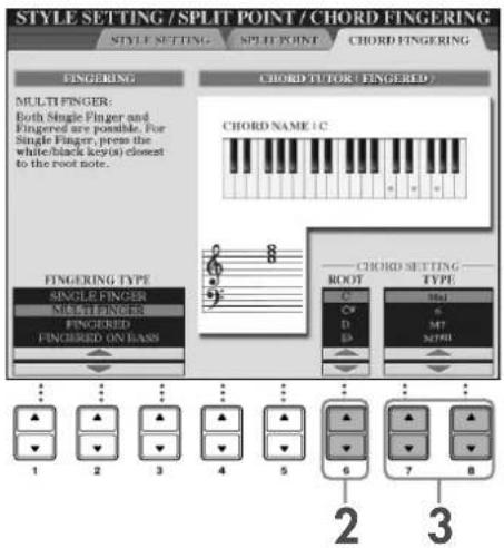 YAMAHA Clavinova CVP409GP - Appuyez sur la touche [6 ▲▼] pour sélectionner la note fondamentale. - 1