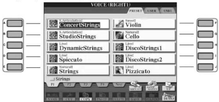 YAMAHA Clavinova CVP409GP - Appuyez sur une des touches [A]-[J] pour selectionner la voix de votrechoix. - 1