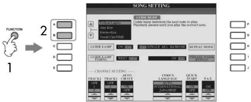 YAMAHA Clavinova CVP409GP - Selection du type de fonction Guide - 1