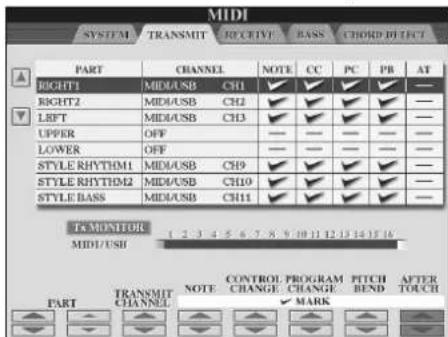YAMAHA Clavinova CVP409GP - Réglages de transmission MIDI - 1