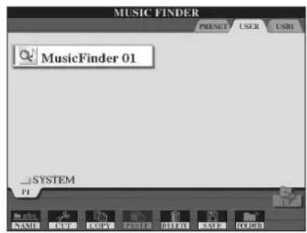 YAMAHA Clavinova CVP409GP - Appel des enregistements Music Finder sauvégardés dans l'onglet USER/USB - 4