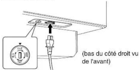 YAMAHA Clavinova CVP409GP - Réglez la tension et branchez le cable d'alimentation. - 1