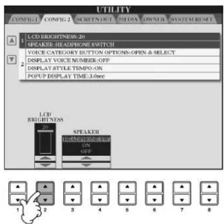 YAMAHA Clavinova CVP409GP - Réglage de la luminosité de l'écran - 1