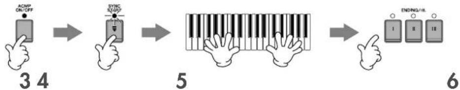 YAMAHA Clavinova CVP409GP - Appuyez sur la touche [ACMP ON/OFF] pour activer l'accompagnement automatique. - 1