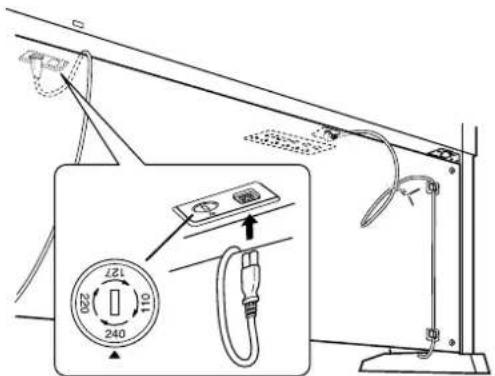 YAMAHA Clavinova CVP403PE - Reglez la tension et branchez le cordon d'alimentation. - 1