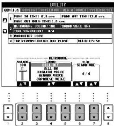YAMAHA Clavinova CVP403PE - Paramétrage du type de mesure du métronome et d'autres réglages - 1