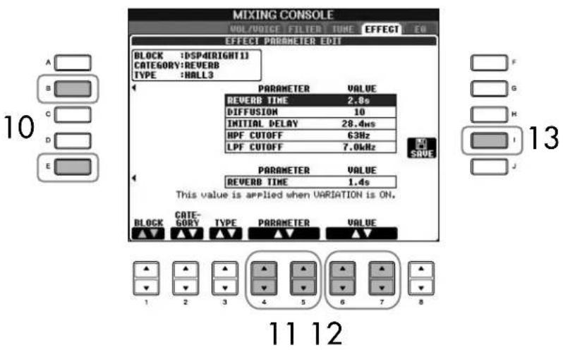 YAMAHA Clavinova CVP403PE - Si vous avez selectionné un des blocs d'effets DSP 2-4 à l'étape 5: - 1