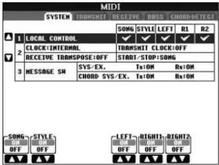 YAMAHA Clavinova CVP403PE - Réglages du système MIDI - 1