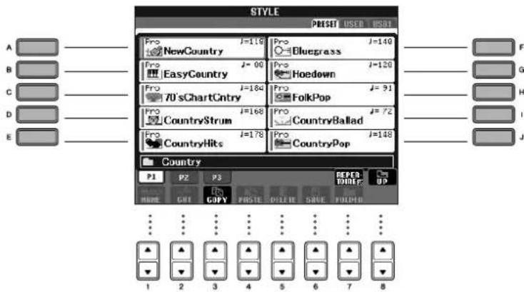 YAMAHA Clavinova CVP403PE - Appuyez sur une des touches [A]-[J] pour selectionner un style « CountryPop » - 1