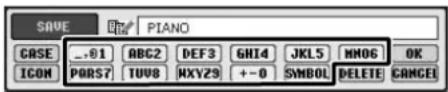YAMAHA Clavinova CVP403PE - Appuyez sur les touches [2 ▲▼]-[6▲▼] et [7▲] correspondant au caractère que vous souhaitez saisir. - 1