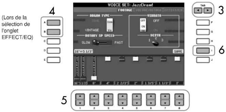 YAMAHA Clavinova CVP403PE - Utilisez les touches TAB [ ] pour appeler l'écran de réglage approprié. - 1
