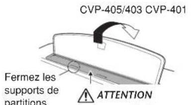 YAMAHA Clavinova CVP405PE - Pour abaiser le pupitre : - 1