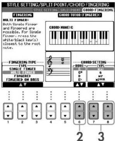YAMAHA Clavinova CVP405PE - Appuyez sur la touche [6▲▼] pour sélectionner la note fondamentale. - 1