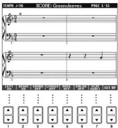 YAMAHA Clavinova CVP405PE - Modification de l'affichage de la partition - 1