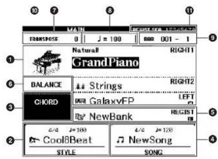 YAMAHA Clavinova CVP405PE - Ecran Main - 2