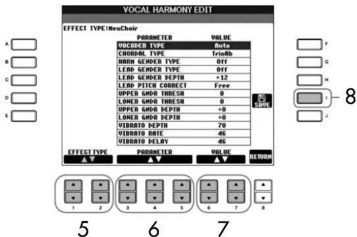 YAMAHA Clavinova CVP405PE - Edition des paramètres Vocal Harmony (Harmonie vocale) - 3