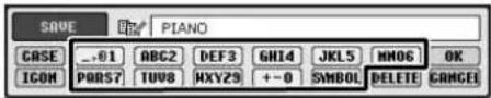 YAMAHA Clavinova CVP405PE - Appuyez sur les touches [2 ▲▼]-[6▲▼] et [7▲] correspondant au caractère que vous souhaitez saisir. - 1