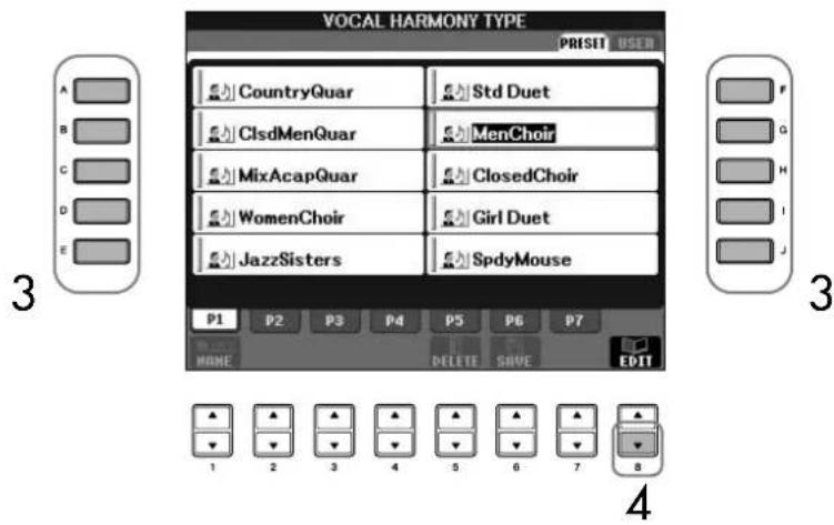 YAMAHA Clavinova CVP405PE - Edition des paramètres Vocal Harmony (Harmonie vocale) - 2