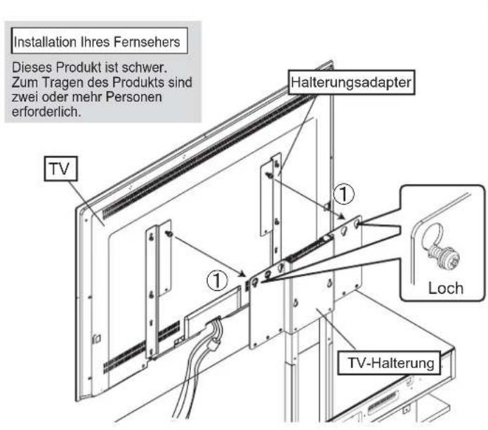 YAMAHA YTSV1100 - - Positionierung des Halterungsadapters auf die TV-Halterung - 7