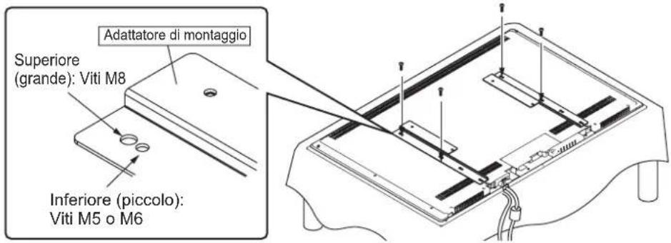 YAMAHA YTSV1100 - - Uso del supporto di montaggio tevisore congiuntamente all'adattatore di montaggio - 6