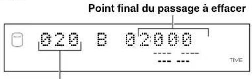 YAMAHA CDRHD1500 - Appuyez sur la molette MULTI JOG (ENTER de la télécommande) pour valider le point de départ du passage à effacer. - 1