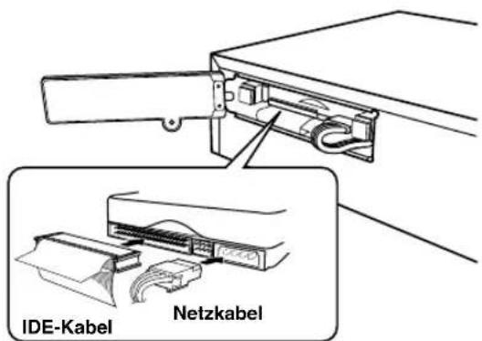 YAMAHA CDRHD1500 - Schieben Sie die Ablage des Festplattenspeichers hinein, und schließen Sie das IDE-Kabel und das Netzkabel an. - 1