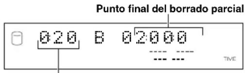 YAMAHA CDRHD1500 - Pulse el botón MULTI JOG (ENTER en el control remoto) para confirmar el punto de inicio del borrado parcial. - 1