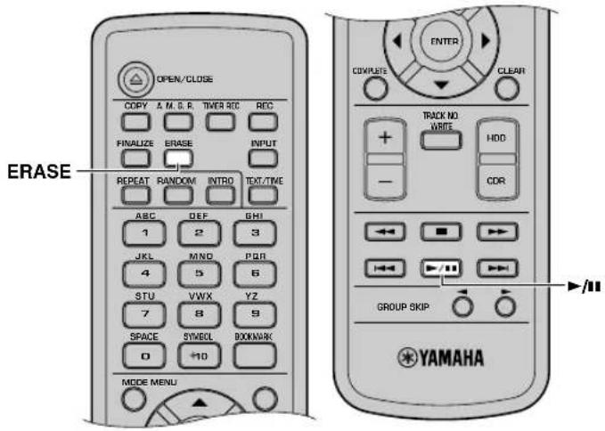 YAMAHA CDRHD1500 - Pulse ▷/□ para iniciar el borrado. - 1