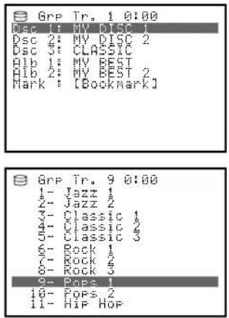 YAMAHA CDRHD1500 - List of groups or tracks - 1