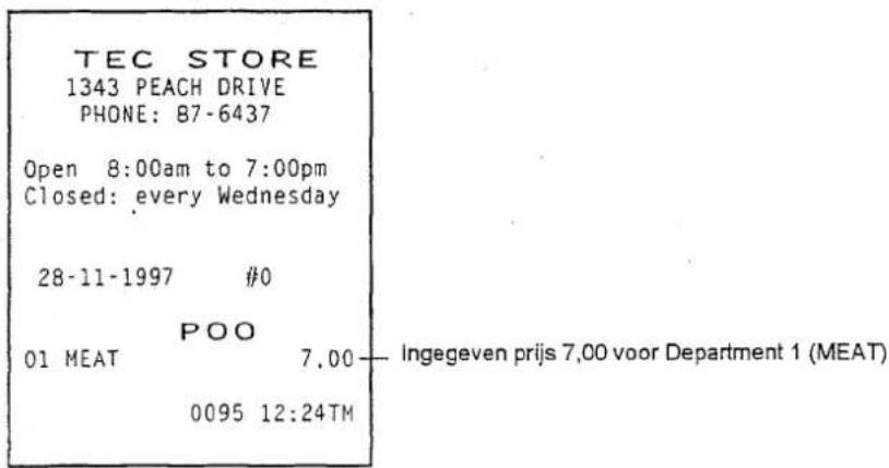 TEC STORE 1343 PEACH DRIVE PHONE: 87-6437 Open 8:00am to 7:00pm Closed: every Wednesday 28-11-1997 #0 POO 01 MEAT 7.00 Ingegeven prijs 7.00 voor Department 1 (MEAT) 0095 12:24TM