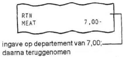 RTN MEAT 7,00- ingave op departement van 7,00; daarna teruggenomen