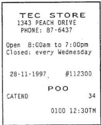 TEC STORE 1343 PEACH DRIVE PHONE: 87-6437 Open 8:00am to 7:00pm Closed: every Wednesday 28-11-1997. #112300 POO CATEND 34 0100 12:30TM