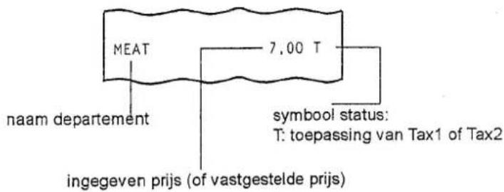 MEAT 7,00 T naam departement symbol status: T: toepassing van Tax1 of Tax2 ingegeven prijs (of vastgestelde prijs)