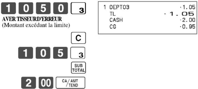 CASIO TKT500 - Verrouillage d'un montant maximal - 1