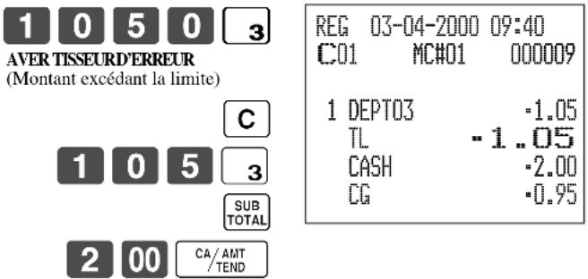 CASIO TK7000 - Verrouillage d'un montant maximal - 1