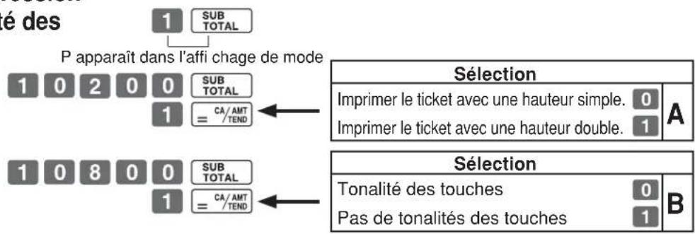 CASIO SES10 - 1-7-5 Caracteré d'impression des tickets/tonalité des touches - 1