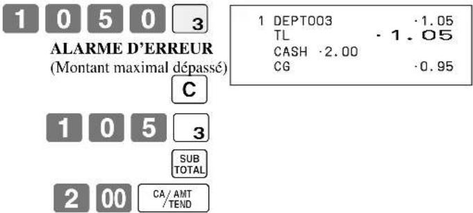 CASIO SEC300 - Validation de la limitation du montant maximal - 1