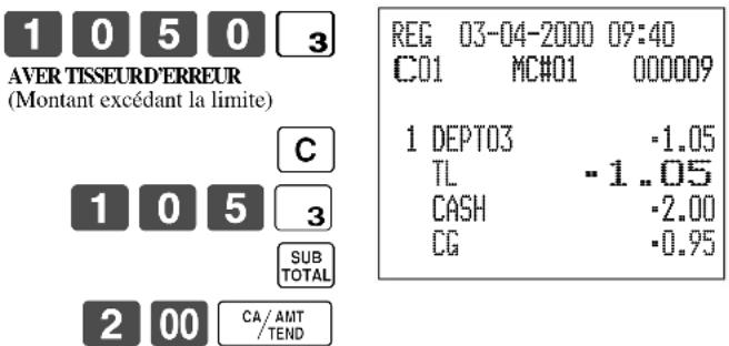 CASIO CE7000 - Verrouillage d'un montant maximal - 1