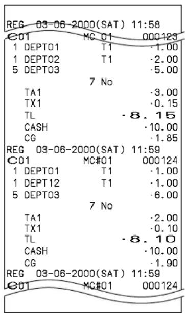 CASIO CET300 - Exemple de bande de contrôle Exemple de bande de contrôle (Caractère normal) (Caractère réduit) - 1
