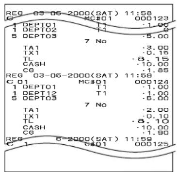 CASIO CET300 - Exemple de bande de contrôle Exemple de bande de contrôle (Caractère normal) (Caractère réduit) - 2