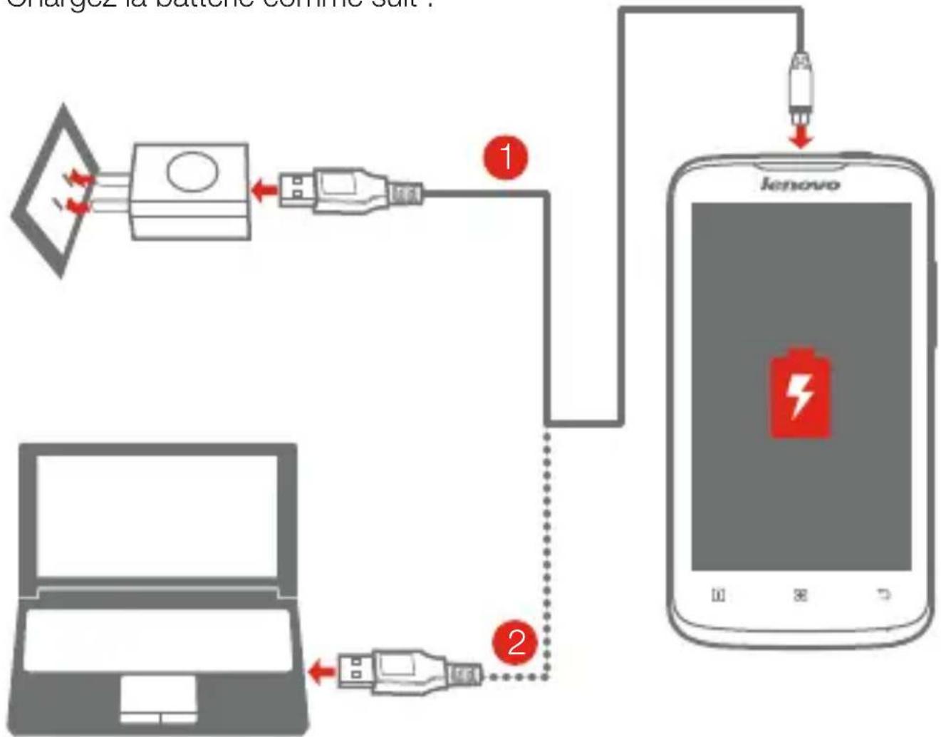LENOVO A316I - Chargement de la batterie - 1