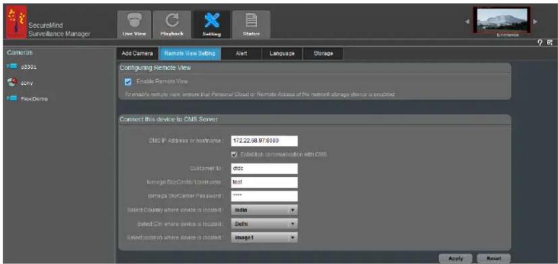 LENOVO Mindtree SecureMind Surveillance Manager Version 1.7.x - Connexion du péripérisque au serveur CMS - 2