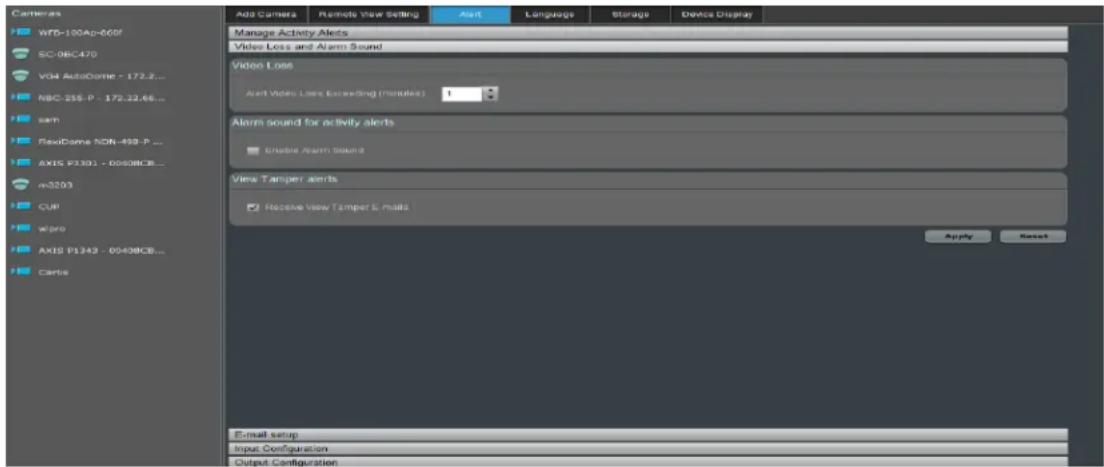 LENOVO Mindtree SecureMind Surveillance Manager Version 1.7.x - Configuration de la perte video et de la sonnerie d'alarme - 1