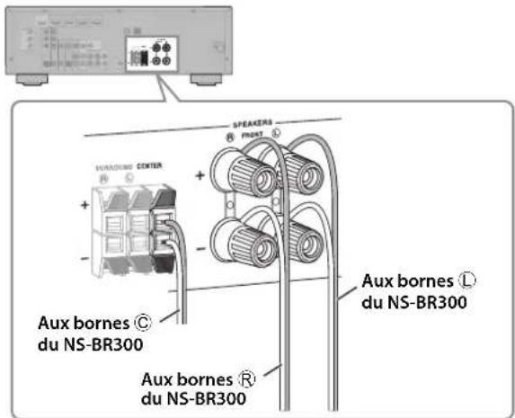 YAMAHA YHT594 - Connexion de l'enceinte avant/centrale (NS-BR300) - 1