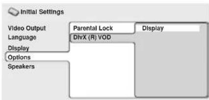 PIONEER HTZ360DV - Select 'Options', then 'DivX (R) VOD'. - 1