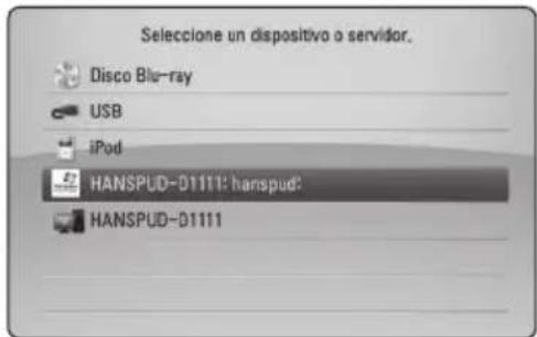 Selecione un dispositivo o servidor. Disco Blu-ray USB iPod HANSPUD-D1111: hanspud: HANSPUD-D1111