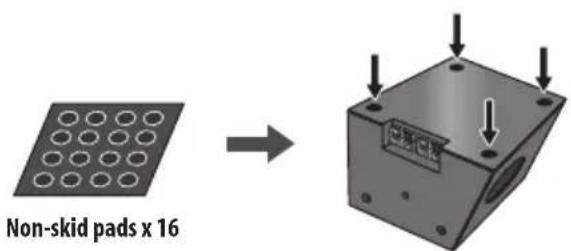 PIONEER HTSLX70 - - Attach the non-skid pads to the base of each of the front/center and surround speakers (as shown). - 1