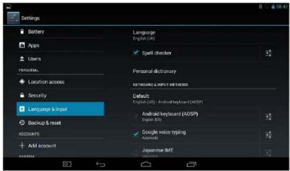 Sunstech Tab 785 Dual - ◆ Langue et saisie : - 1