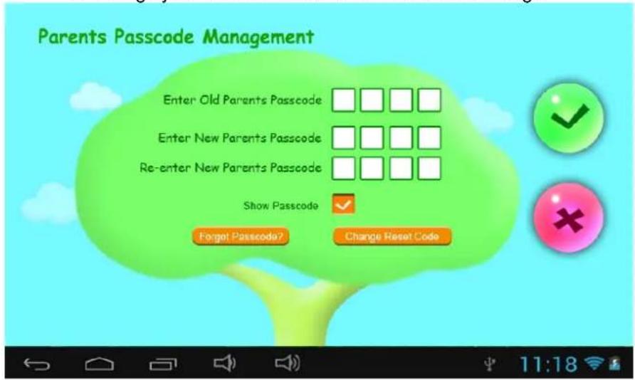 Sunstech CA7CHIL - 1.4.1.4.2: Parents Passcode Change – After first time change - 1