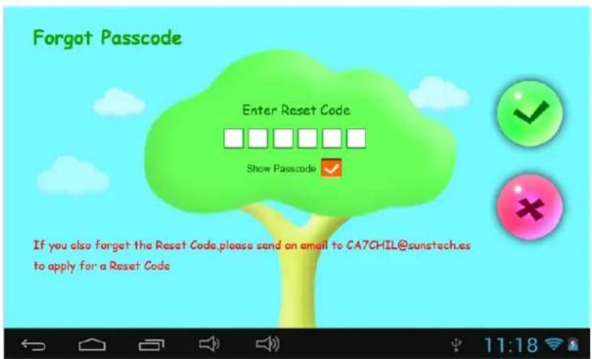Sunstech CA7CHIL - 1.4.1.4.3: Olvidó su contraseña parental - 1